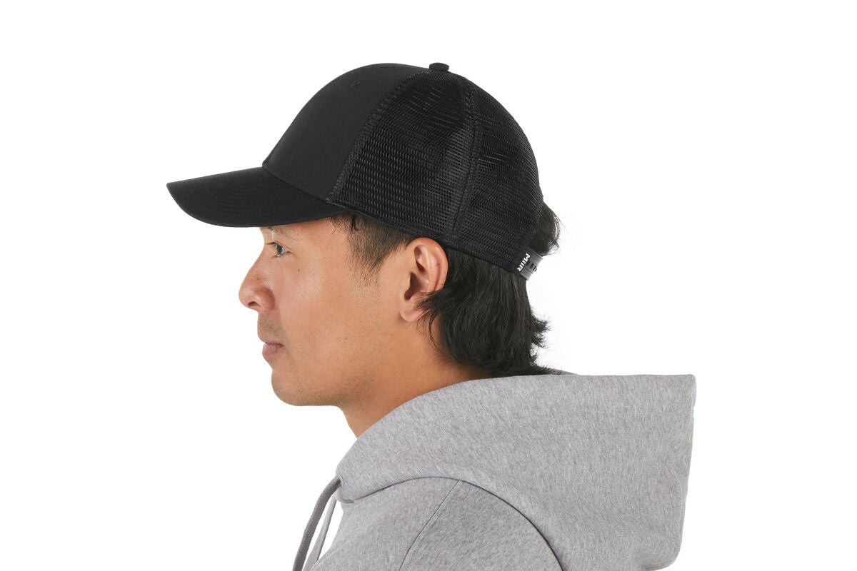recycled-poly-low-profile-trucker-hat-g7 WebPDP-HAT002002_Recycled_Poly_Low_Profile_Trucker_Hat_Black_Studio_Harper_Studios_0723_Back__HAT002002OS.jpg