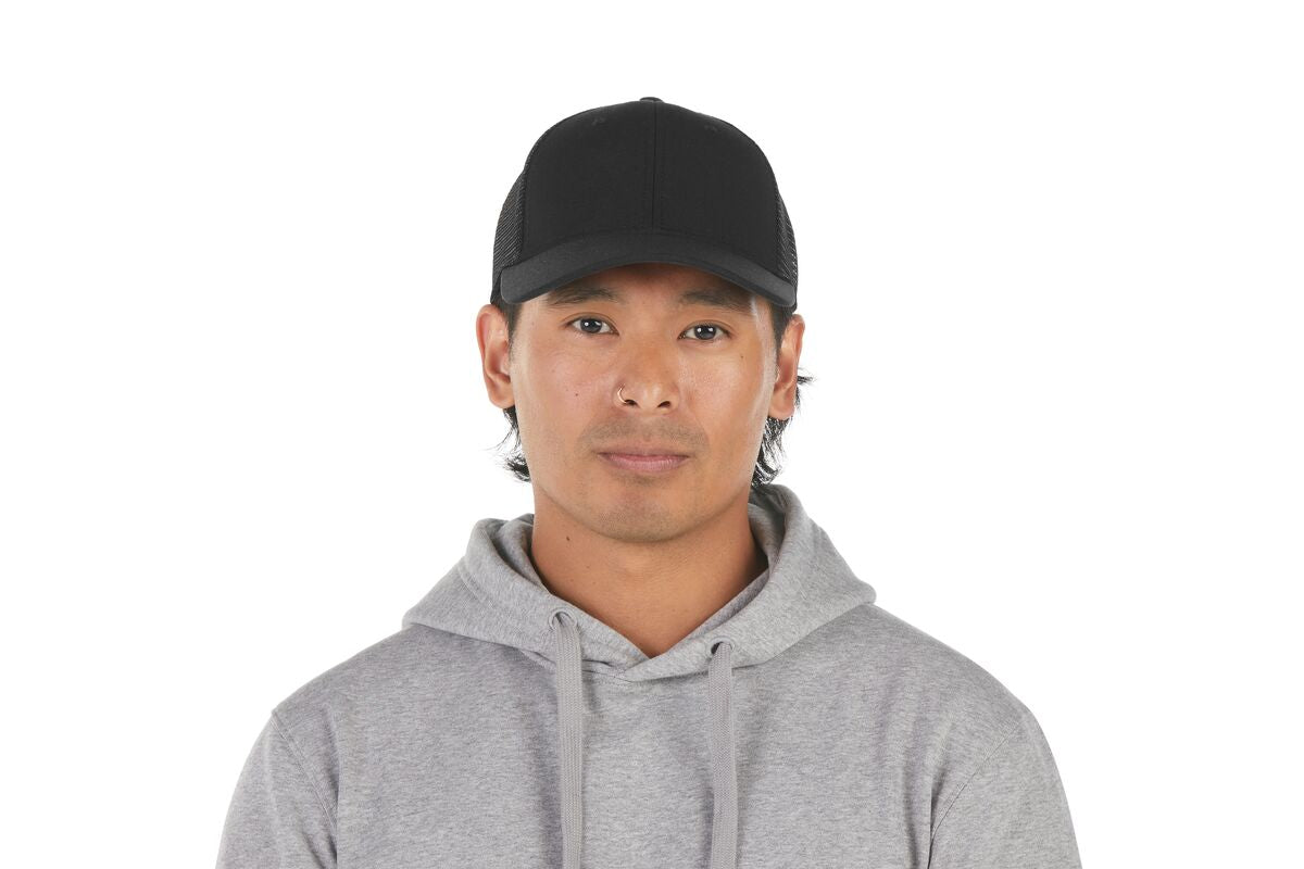 recycled-poly-low-profile-trucker-hat-g7 WebPDP-HAT002002_Recycled_Poly_Low_Profile_Trucker_Hat_Black_Studio_Harper_Studios_0723_Front__HAT002002OS.jpg