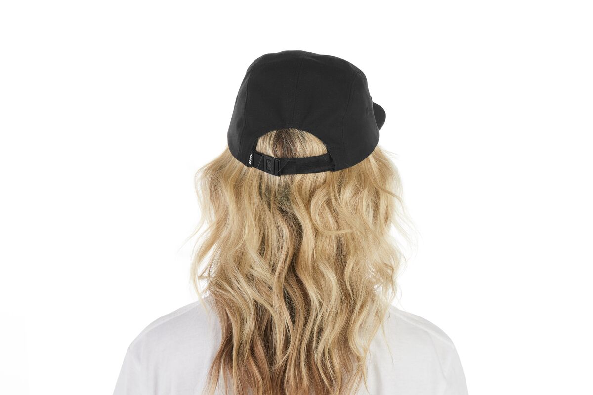 recycled-poly-flat-brim-5-panel-hat-y6 WebPDP-HAT003002_Recycled_Poly_Flat_Brim_5Panel_Hat_Black_Studio_Harper_Studios_0723_Back__HAT003002OS.jpg