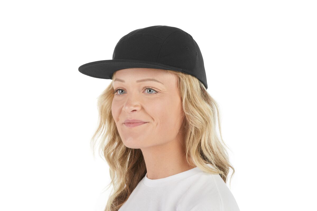 recycled-poly-flat-brim-5-panel-hat-e5 WebPDP-HAT003002_Recycled_Poly_Flat_Brim_5Panel_Hat_Black_Studio_Harper_Studios_0723_Front_2__HAT003002OS.jpg